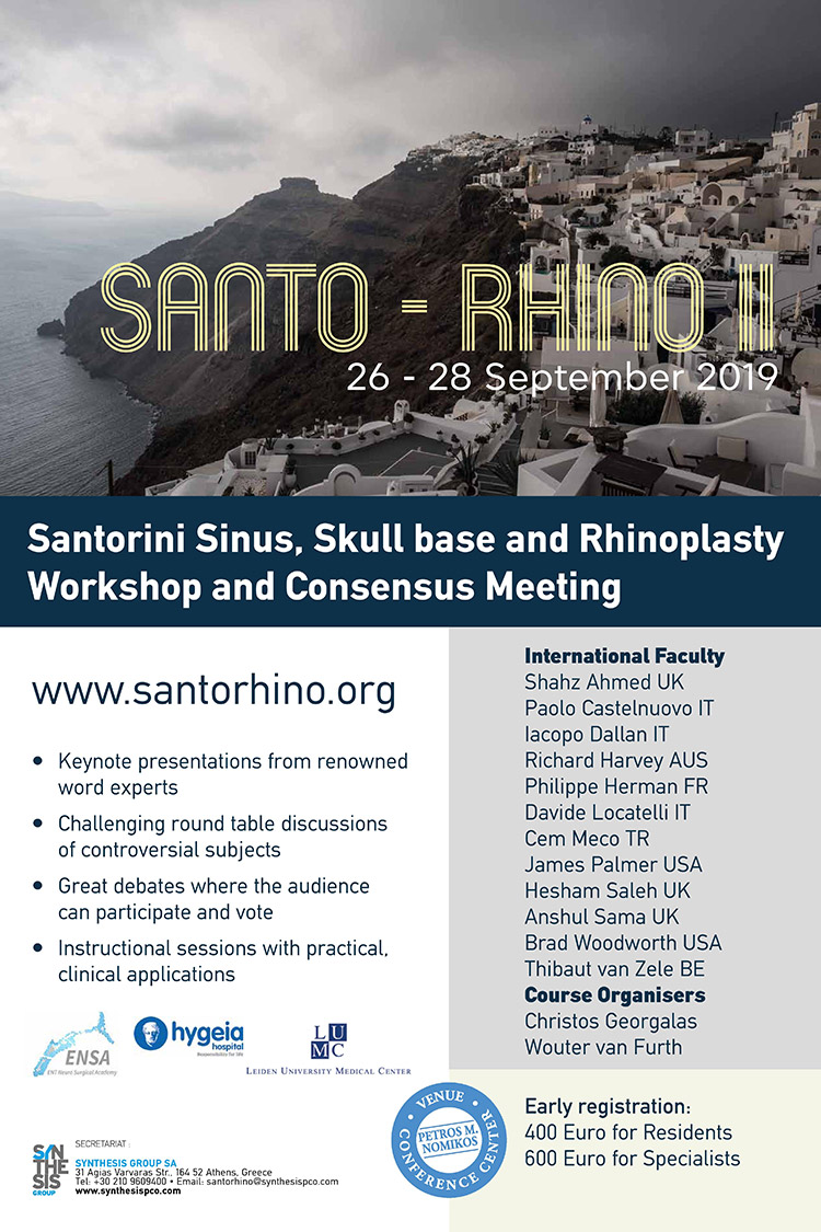Santo-Rhino – Santorini Sinus and Skull Base Workshop and Consensus Meeting: 26 - 28 Σεπτεμβρίου 2019